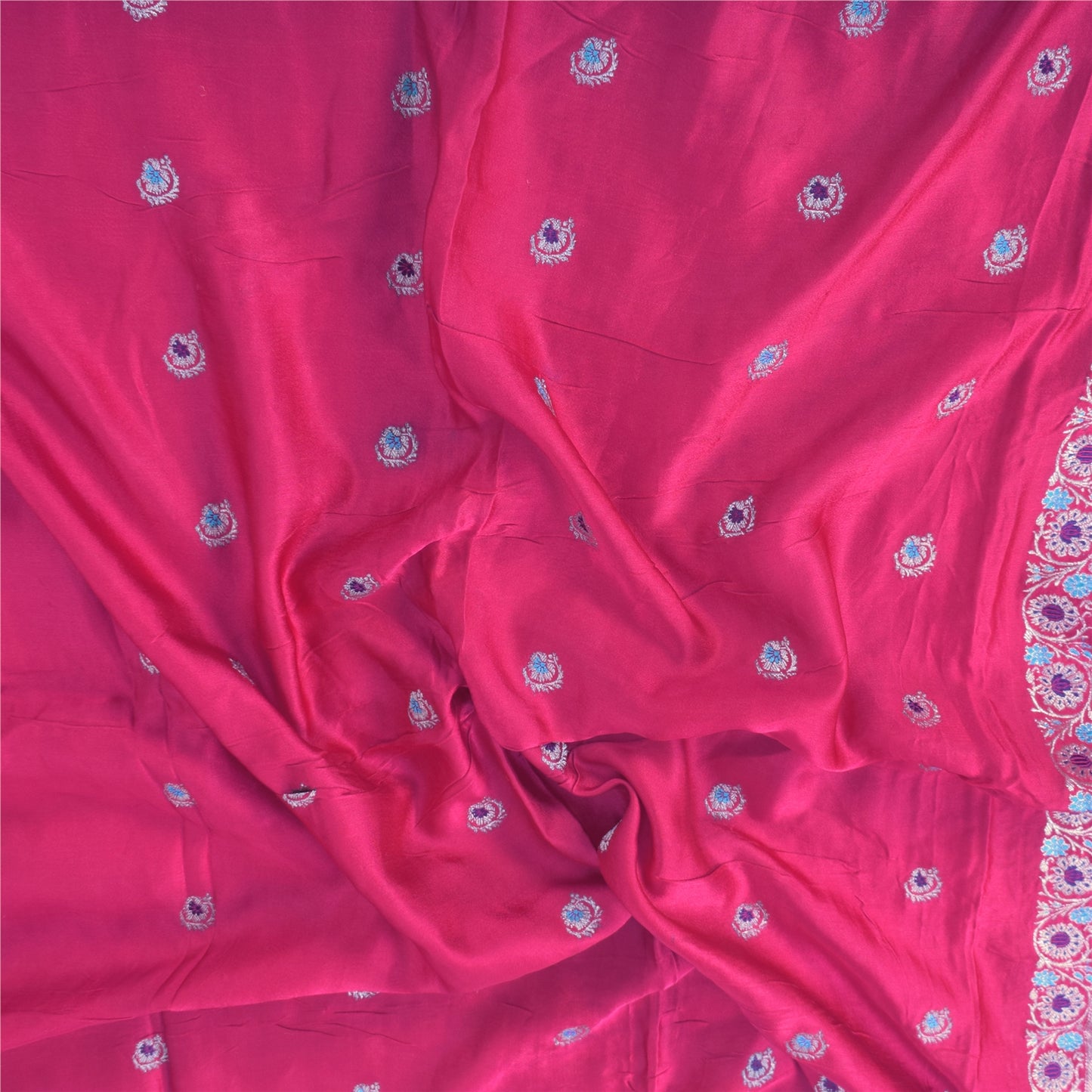 Sanskriti Vintage Fuchsia Dupatta Long Stole Pure Silk Woven Premium Wrap Hijab