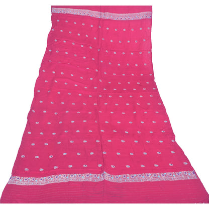 Sanskriti Vintage Fuchsia Dupatta Long Stole Pure Silk Woven Premium Wrap Hijab