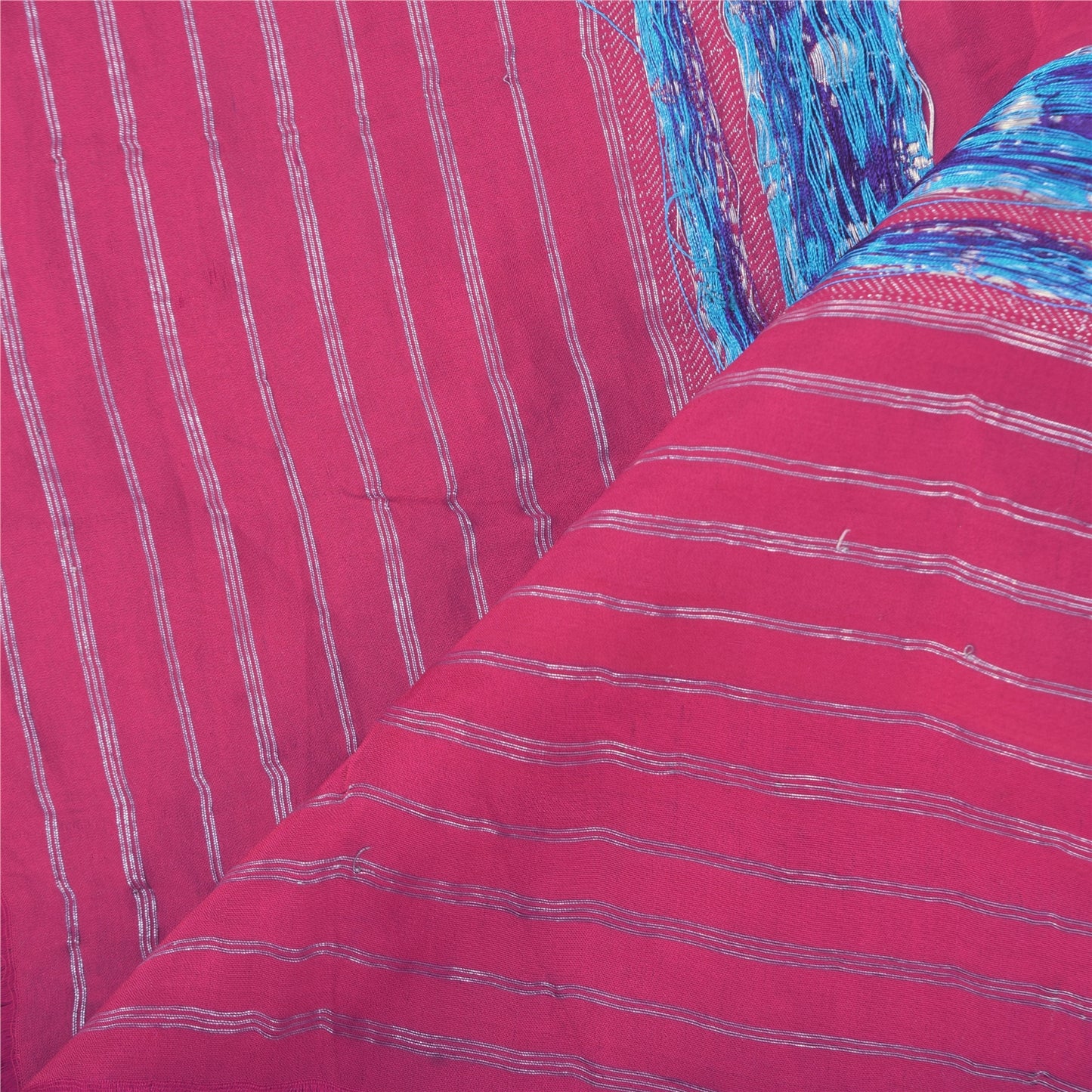 Sanskriti Vintage Fuchsia Dupatta Long Stole Pure Silk Woven Premium Wrap Hijab