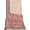 Sanskriti Vintage Ivory/Red Dupatta Long Stole Cotton Silk Printed Woven Scarves