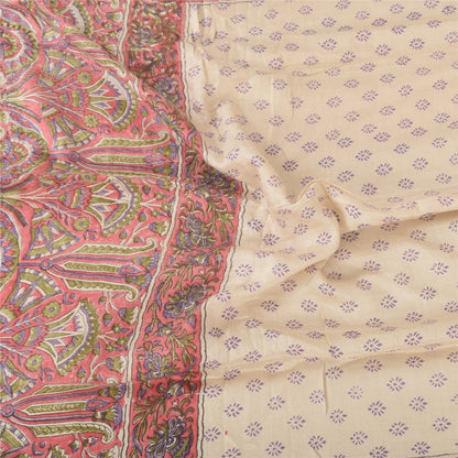 Sanskriti Vintage Ivory/Red Dupatta Long Stole Cotton Silk Printed Woven Scarves