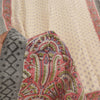 Sanskriti Vintage Ivory/Red Dupatta Long Stole Cotton Silk Printed Woven Scarves
