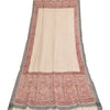 Sanskriti Vintage Ivory/Red Dupatta Long Stole Cotton Silk Printed Woven Scarves