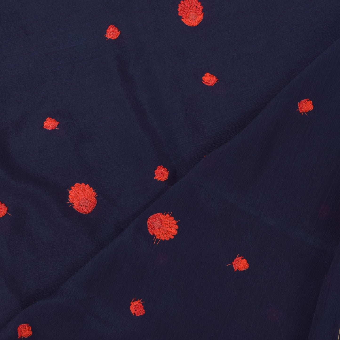 Sanskriti Vintage Blue Soft Pure Chiffon Dupatta Stole Embroidered Thread Scarf