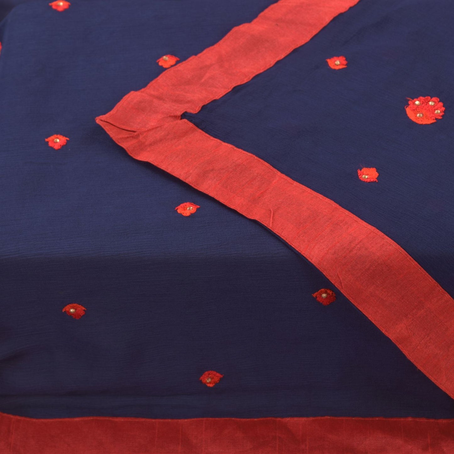 Sanskriti Vintage Blue Soft Pure Chiffon Dupatta Stole Embroidered Thread Scarf
