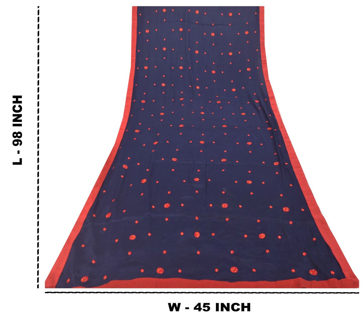 Sanskriti Vintage Blue Soft Pure Chiffon Dupatta Stole Embroidered Thread Scarf