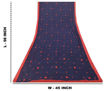 Sanskriti Vintage Blue Soft Pure Chiffon Dupatta Stole Embroidered Thread Scarf