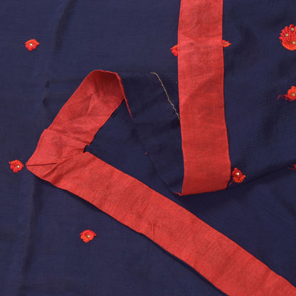Sanskriti Vintage Blue Soft Pure Chiffon Dupatta Stole Embroidered Thread Scarf