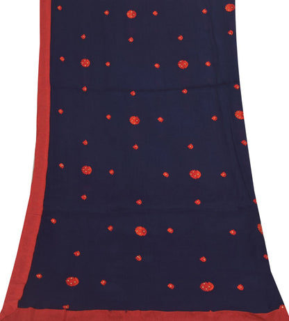 Sanskriti Vintage Blue Soft Pure Chiffon Dupatta Stole Embroidered Thread Scarf