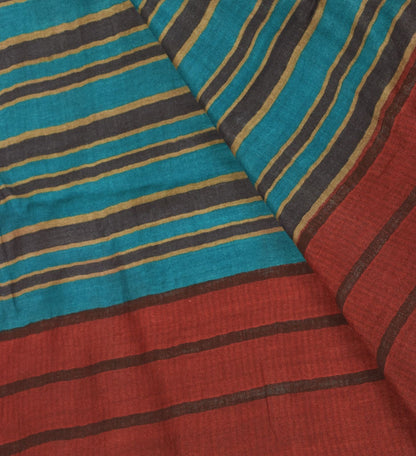 Sanskriti Vintage Red-Blue 100% Pure Woolen Dupatta Stole Woven Work Scarf Veil
