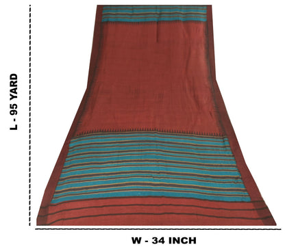 Sanskriti Vintage Red-Blue 100% Pure Woolen Dupatta Stole Woven Work Scarf Veil