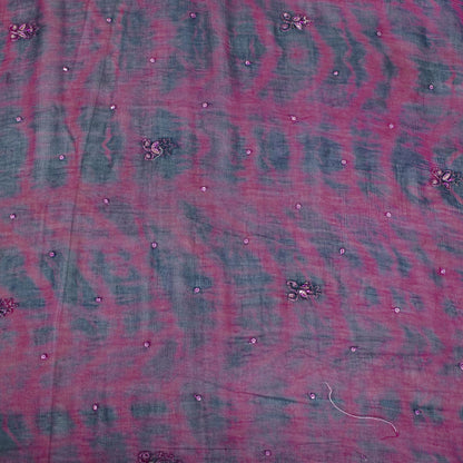 Sanskriti Vintage Dupatta/Stole Purple Pure Chiffon Silk Tie-Dye-Hand Bead Veil