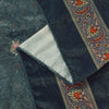 Sanskriti Vintage Blue Soft Velvet Dupatta Stole Floral Digital Print Scarf Veil
