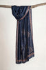 Sanskriti Vintage Blue Soft Velvet Dupatta Stole Floral Digital Print Scarf Veil
