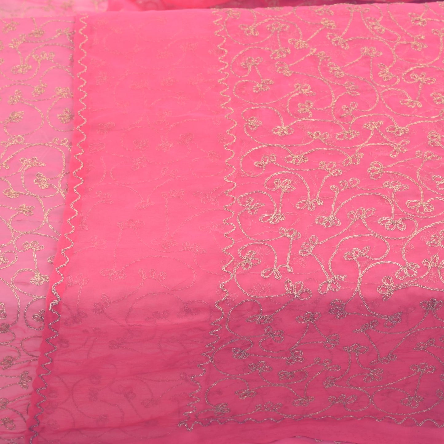 Sanskriti Vintage Pink Georgette Dupatta Stole Zari Embroidered Scarf Veil Hijab