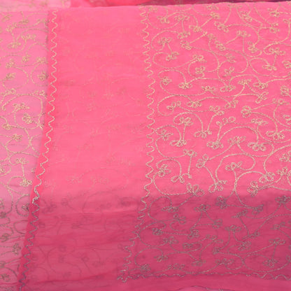 Sanskriti Vintage Pink Georgette Dupatta Stole Zari Embroidered Scarf Veil Hijab