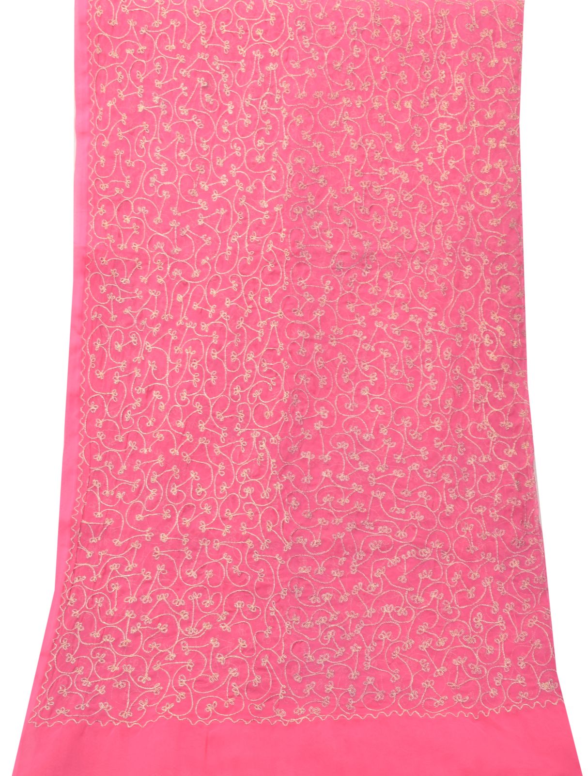 Sanskriti Vintage Pink Georgette Dupatta Stole Zari Embroidered Scarf Veil Hijab