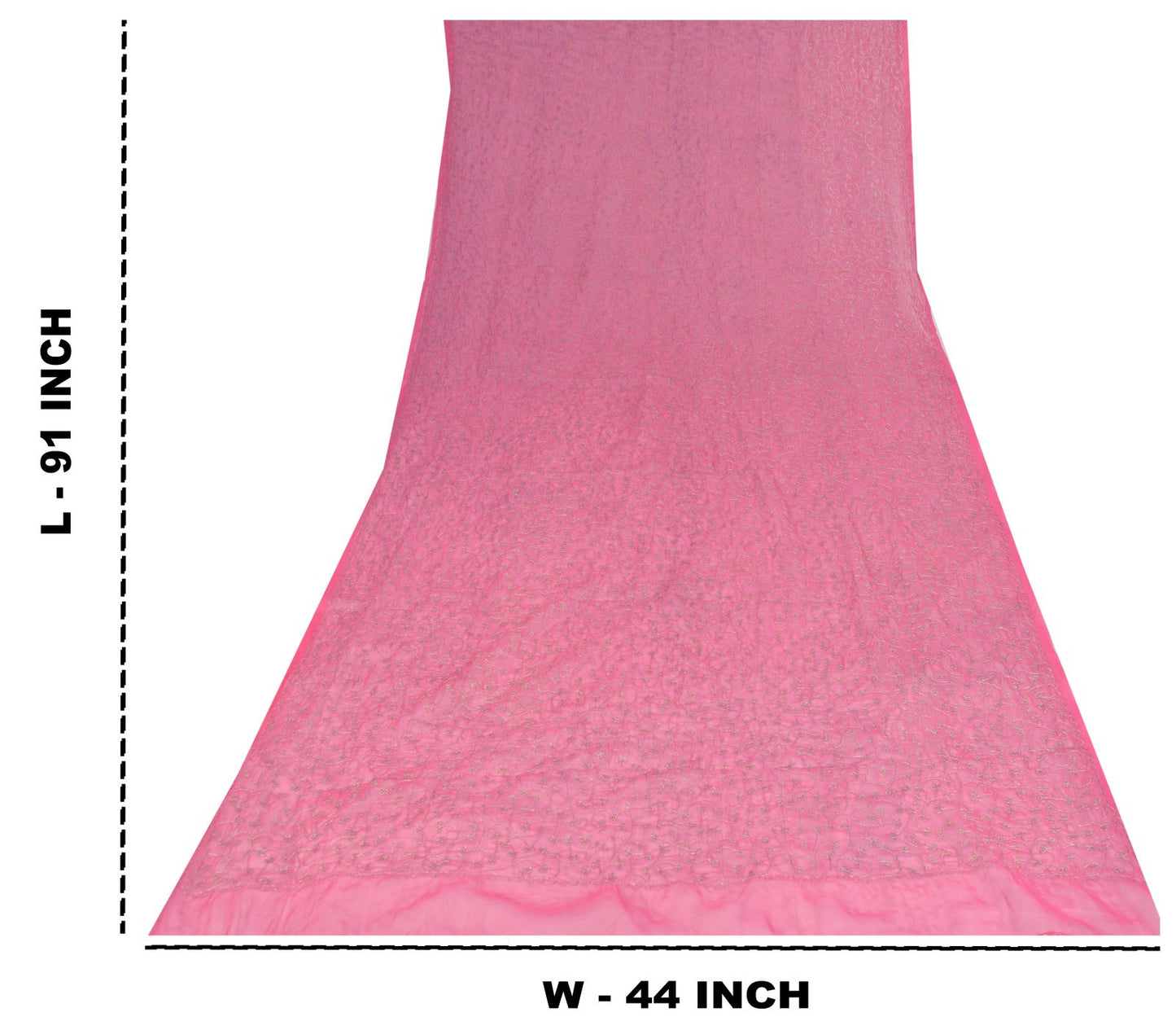 Sanskriti Vintage Pink Georgette Dupatta Stole Zari Embroidered Scarf Veil Hijab