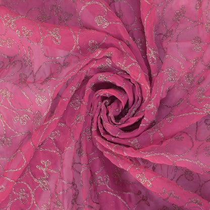 Sanskriti Vintage Pink Georgette Dupatta Stole Zari Embroidered Scarf Veil Hijab