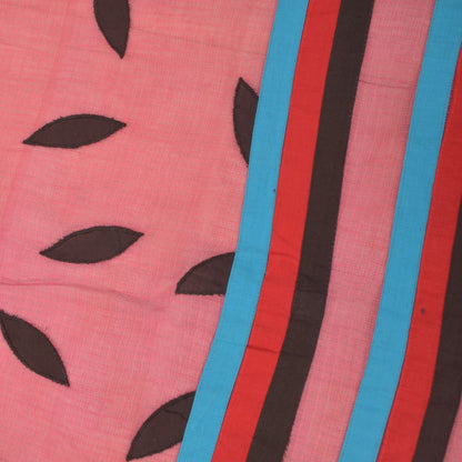 Sanskriti Vintage Pink Pure Cotton Dupatta Stole Kota Woven Fabric Patch Scarf