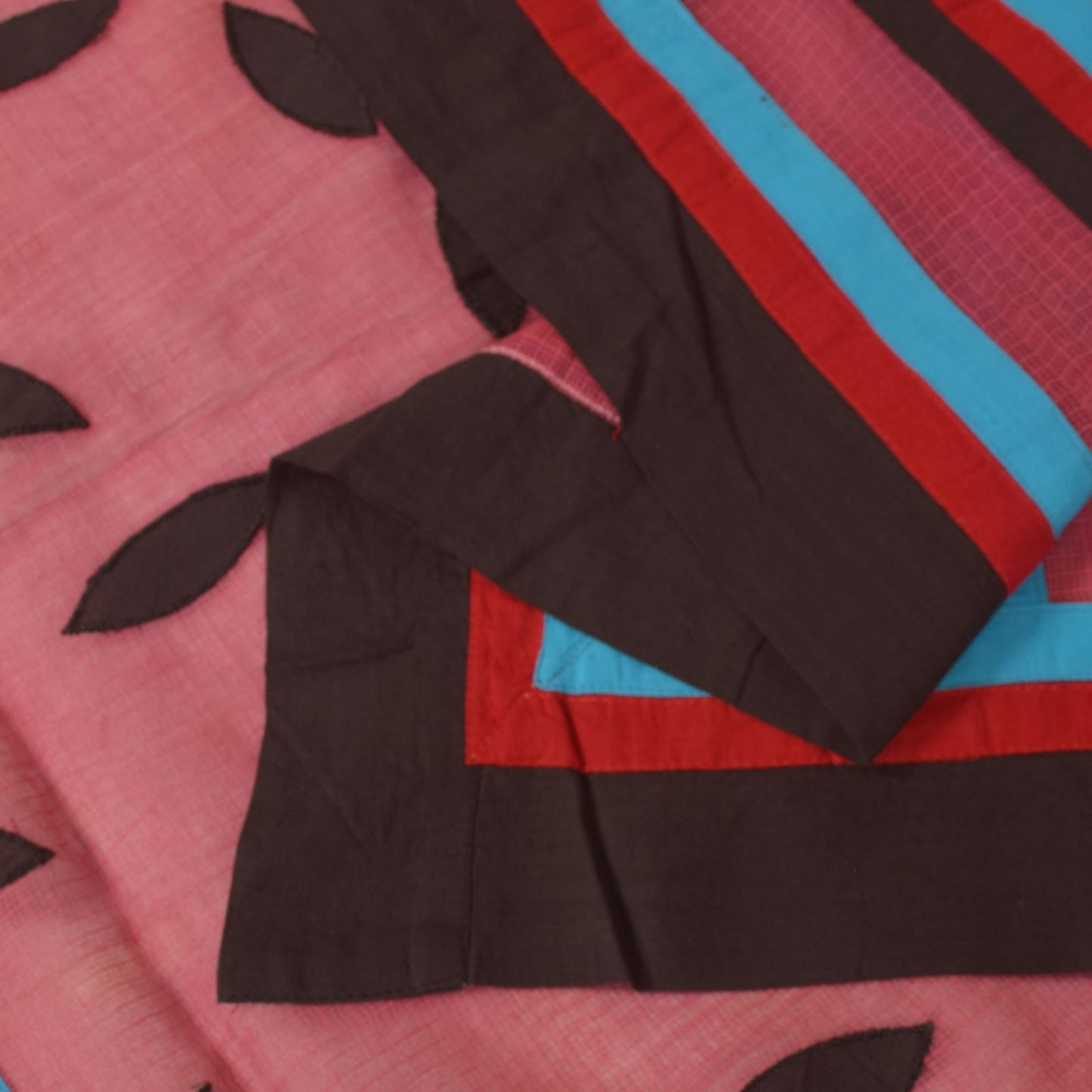 Sanskriti Vintage Pink Pure Cotton Dupatta Stole Kota Woven Fabric Patch Scarf