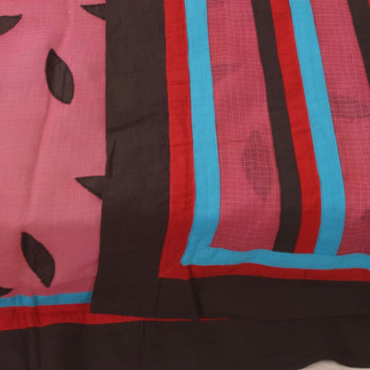 Sanskriti Vintage Pink Pure Cotton Dupatta Stole Kota Woven Fabric Patch Scarf