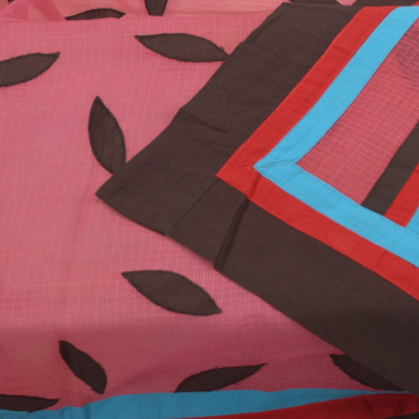 Sanskriti Vintage Pink Pure Cotton Dupatta Stole Kota Woven Fabric Patch Scarf