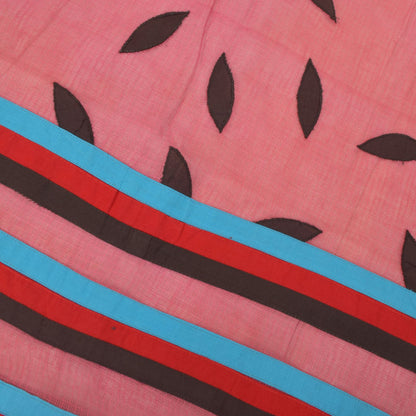Sanskriti Vintage Pink Pure Cotton Dupatta Stole Kota Woven Fabric Patch Scarf