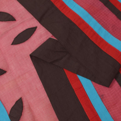 Sanskriti Vintage Pink Pure Cotton Dupatta Stole Kota Woven Fabric Patch Scarf