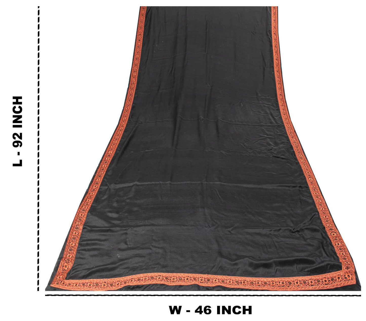 Sanskriti Vintage Black Hand Bead Dupatta Stole Pure Silk Traditional Wrap Veil