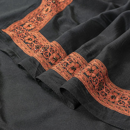 Sanskriti Vintage Black Hand Bead Dupatta Stole Pure Silk Traditional Wrap Veil