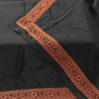 Sanskriti Vintage Black Hand Bead Dupatta Stole Pure Silk Traditional Wrap Veil