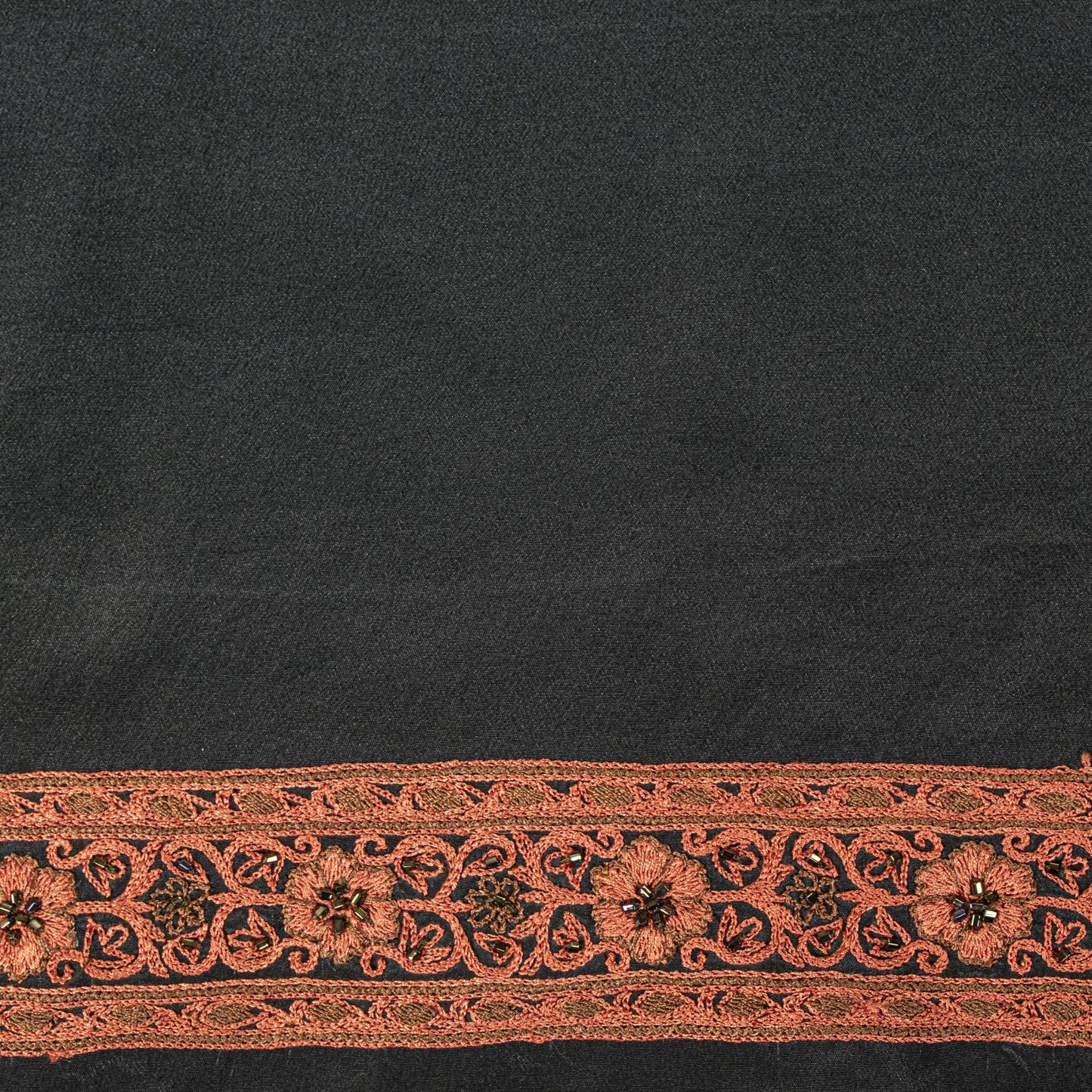 Sanskriti Vintage Black Hand Bead Dupatta Stole Pure Silk Traditional Wrap Veil