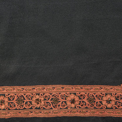 Sanskriti Vintage Black Hand Bead Dupatta Stole Pure Silk Traditional Wrap Veil
