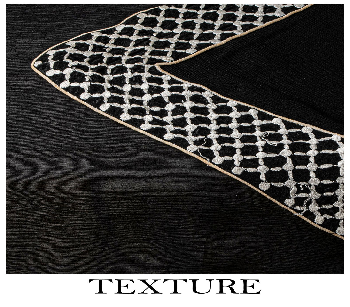 Sanskriti Vintage Soft Black Pure Chiffon Dupatta Stole Solid-Embroidered Patch
