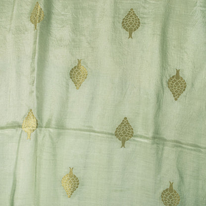 Sanskriti Vintage Green Blend Silk Dupatta Stole Banarasi Brocade Kadhwa Zari