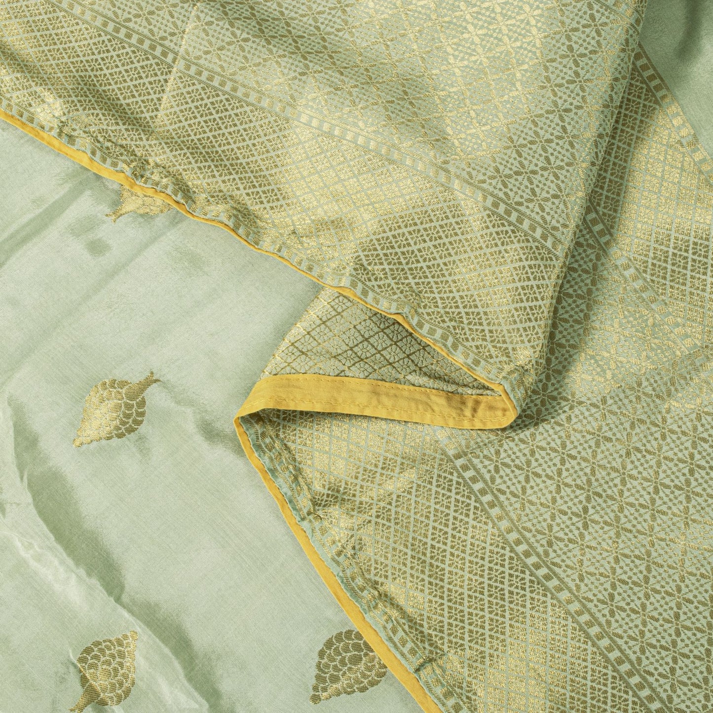 Sanskriti Vintage Green Blend Silk Dupatta Stole Banarasi Brocade Kadhwa Zari