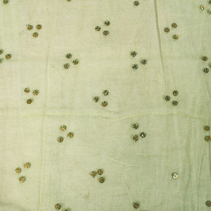 Sanskriti Vintage Net Mesh Green Dupatta Stole Embroidered Sequins Veil Fabric