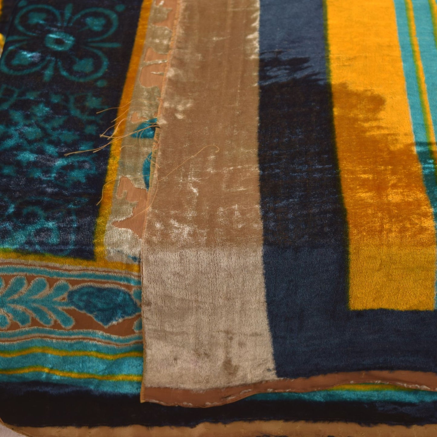 Sanskriti Vintage Blue-Brown Soft Dupatta Stole Velvet Brasso Work Scarf Veil
