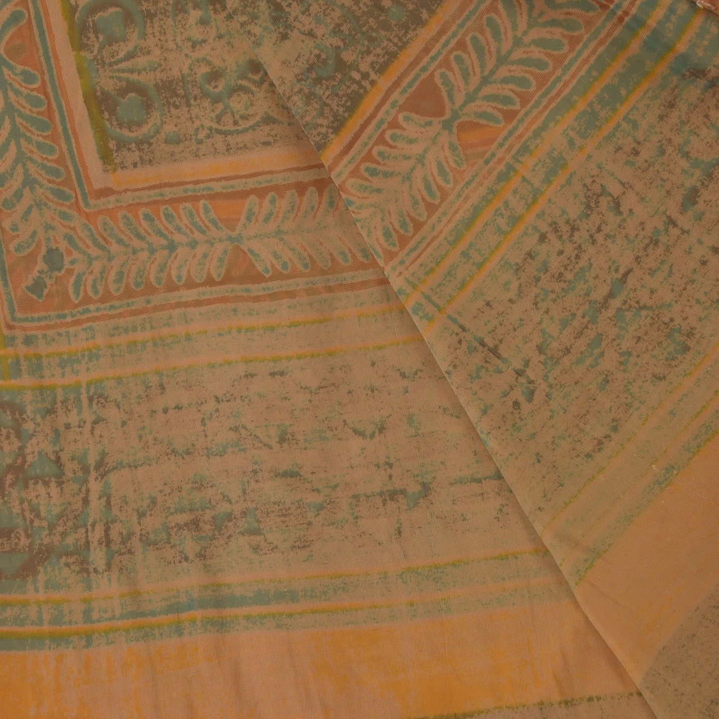Sanskriti Vintage Blue-Brown Soft Dupatta Stole Velvet Brasso Work Scarf Veil