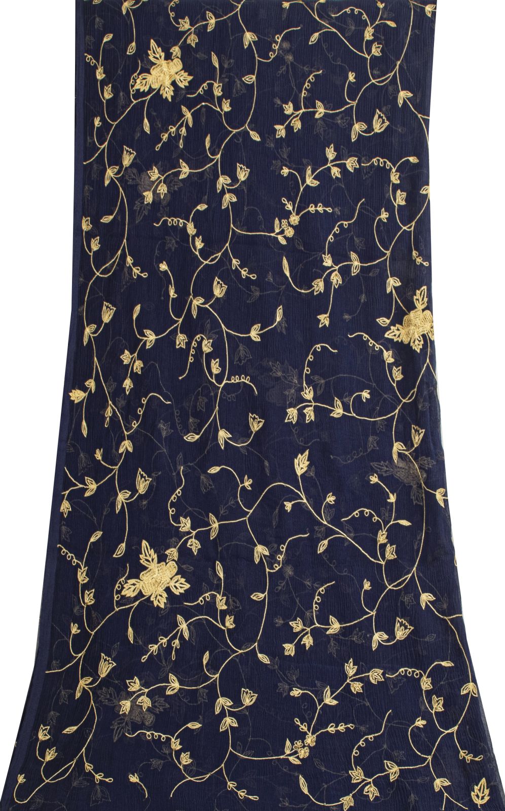 Sanskriti Vintage Blue Pure Chiffon Silk Dupatta/Stole Embroidered Indian Veil