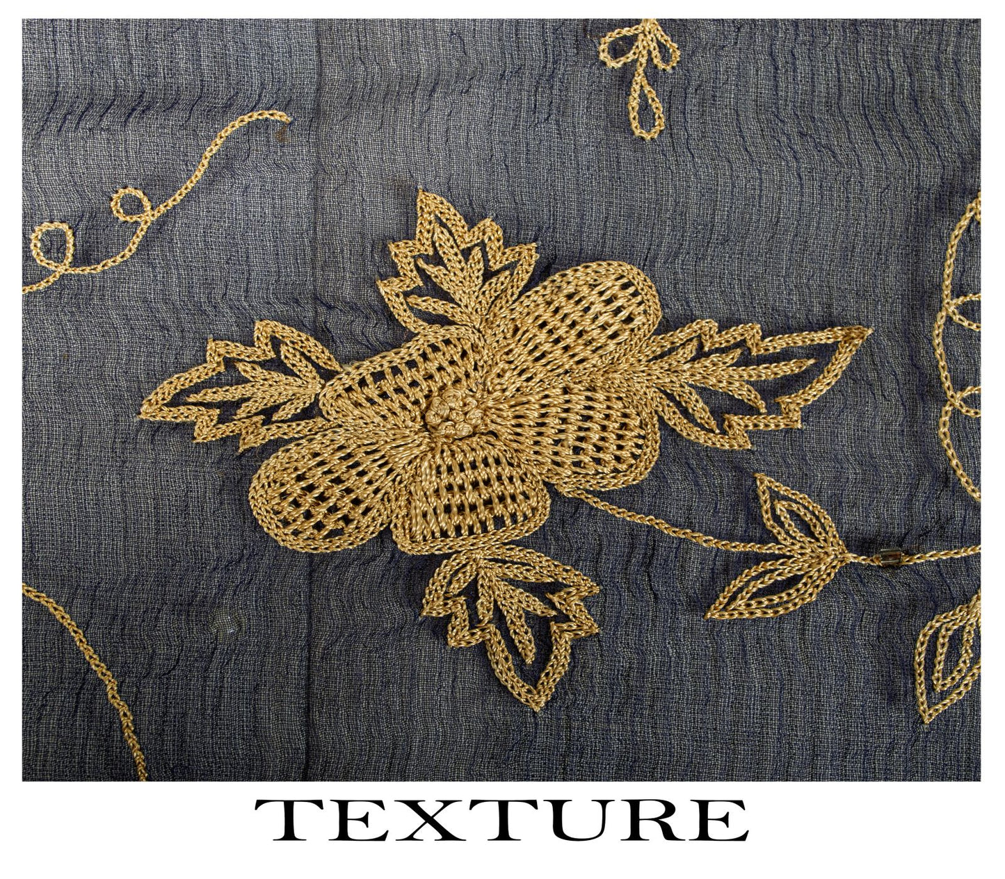 Sanskriti Vintage Blue Pure Chiffon Silk Dupatta/Stole Embroidered Indian Veil