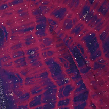 Sanskriti Vintage Purple-Blue Pure Georgette Dupatta Tie-Dye Hand Bead Zari Veil