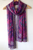 Sanskriti Vintage Purple-Blue Pure Georgette Dupatta Tie-Dye Hand Bead Zari Veil