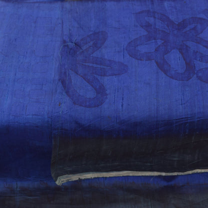 Sanskriti Vintage Blue Soft Pure Silk Dupatta Stole Hand Block Print Wrap Veil