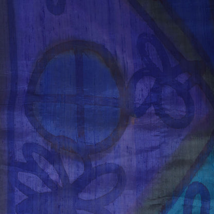 Sanskriti Vintage Blue Soft Pure Silk Dupatta Stole Hand Block Print Wrap Veil