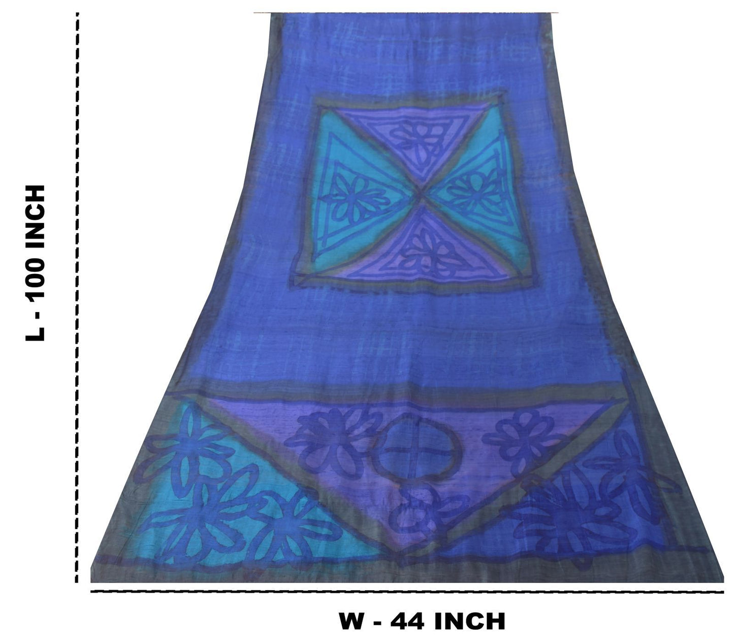 Sanskriti Vintage Blue Soft Pure Silk Dupatta Stole Hand Block Print Wrap Veil