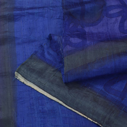 Sanskriti Vintage Blue Soft Pure Silk Dupatta Stole Hand Block Print Wrap Veil