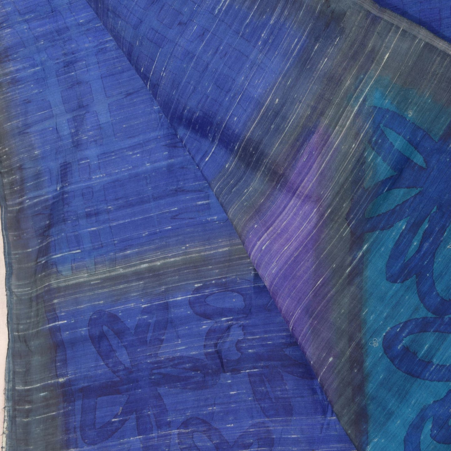 Sanskriti Vintage Blue Soft Pure Silk Dupatta Stole Hand Block Print Wrap Veil