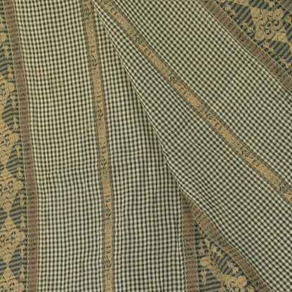 Sanskriti Vintage Black-White Pure Cotton Dupatta Stole Checkered Woven Scarf